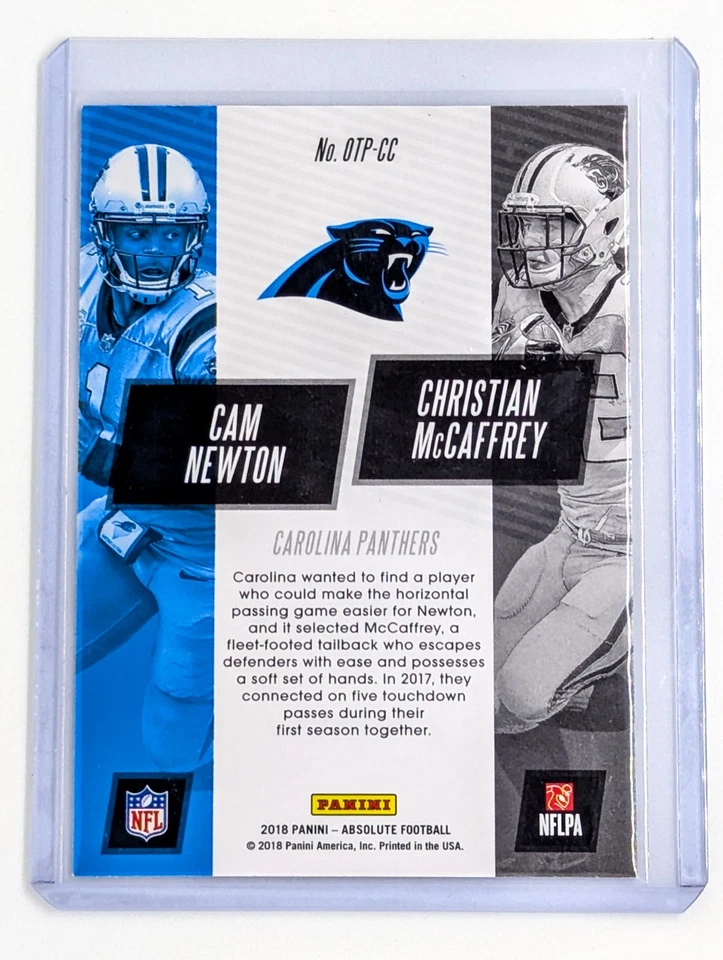 2018 Panini Absolute One Two Punch Spectrum Gold Christian McCaffrey Cam Newton - Image 2 of 2