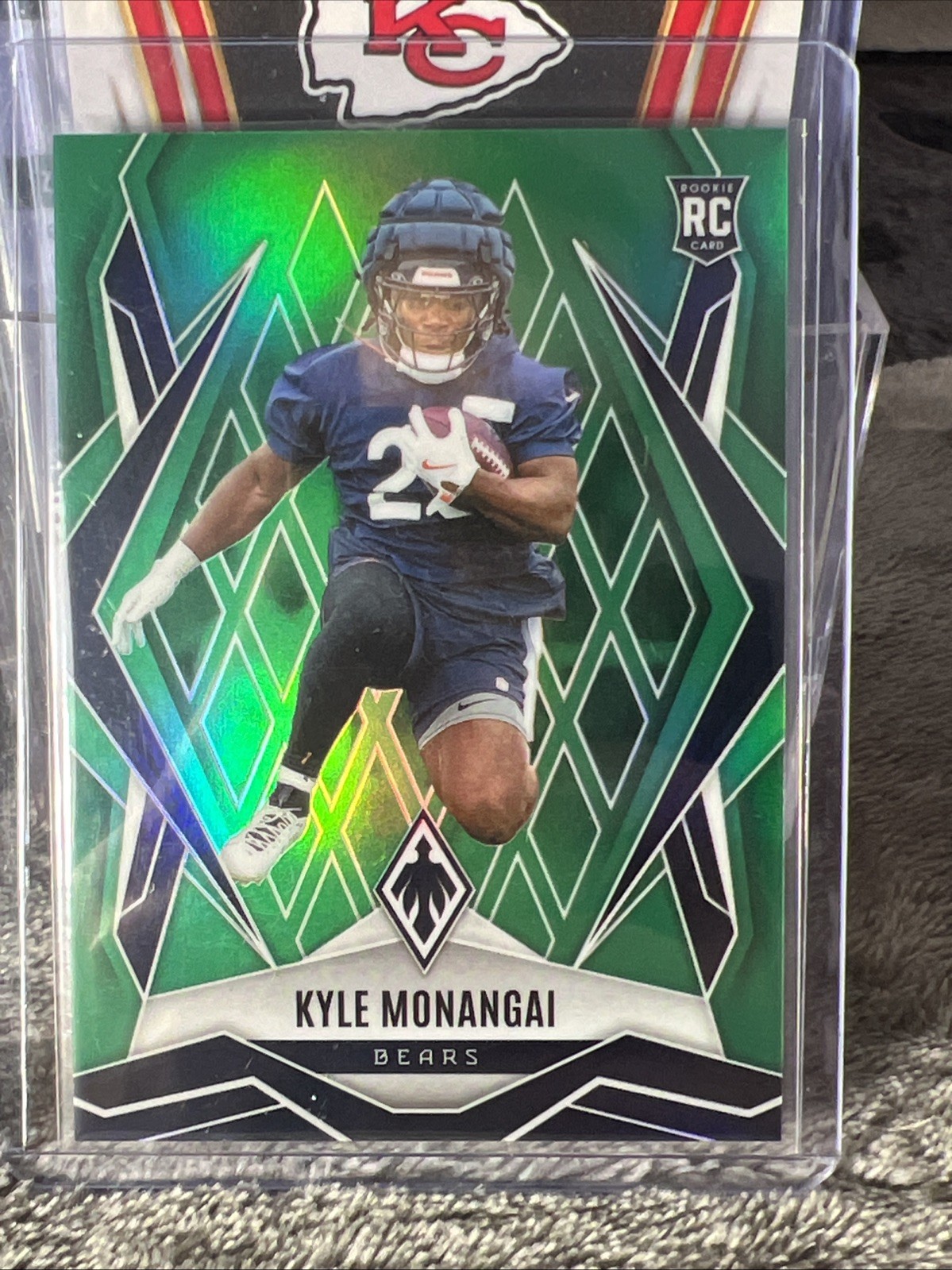 2025 Panini Phoenix - Rookies Kyle Monangai #249 Green Seismic /25 (RC)
