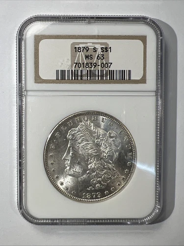 1879-S  Morgan Silver Dollar Us Coin NGC Certified MS63 US$1 Old Fatty Case