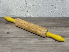 Vtg Wood Springerle Rolling Pin Shortbread Cookie Play dough Mold 16&rdquo;