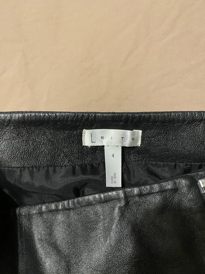 Leith High Rise Leather Mini Skirt Sz 4 - Image 3 of 4