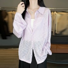 Femme Chemisier Mousseline T-Shirt Décontracté Tricot Manteau Rétro Basique