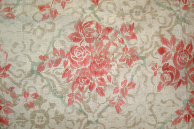 2 yds Fabricut Fabric Trento Blossom Linen Cabbage Roses Upholstery 54'' x 75''