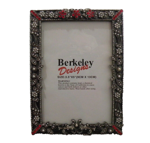 Red Rhinestone Enamel Picture Frame with Small Pearls Tabletop 3 1/2 ...