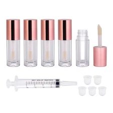5 Pack 6ml Empty Lip Gloss tubes with Big Doe Foot Wand Clear Containers
