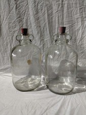 2 X Vintage Glass Demijohns With Stoppers Marked JR