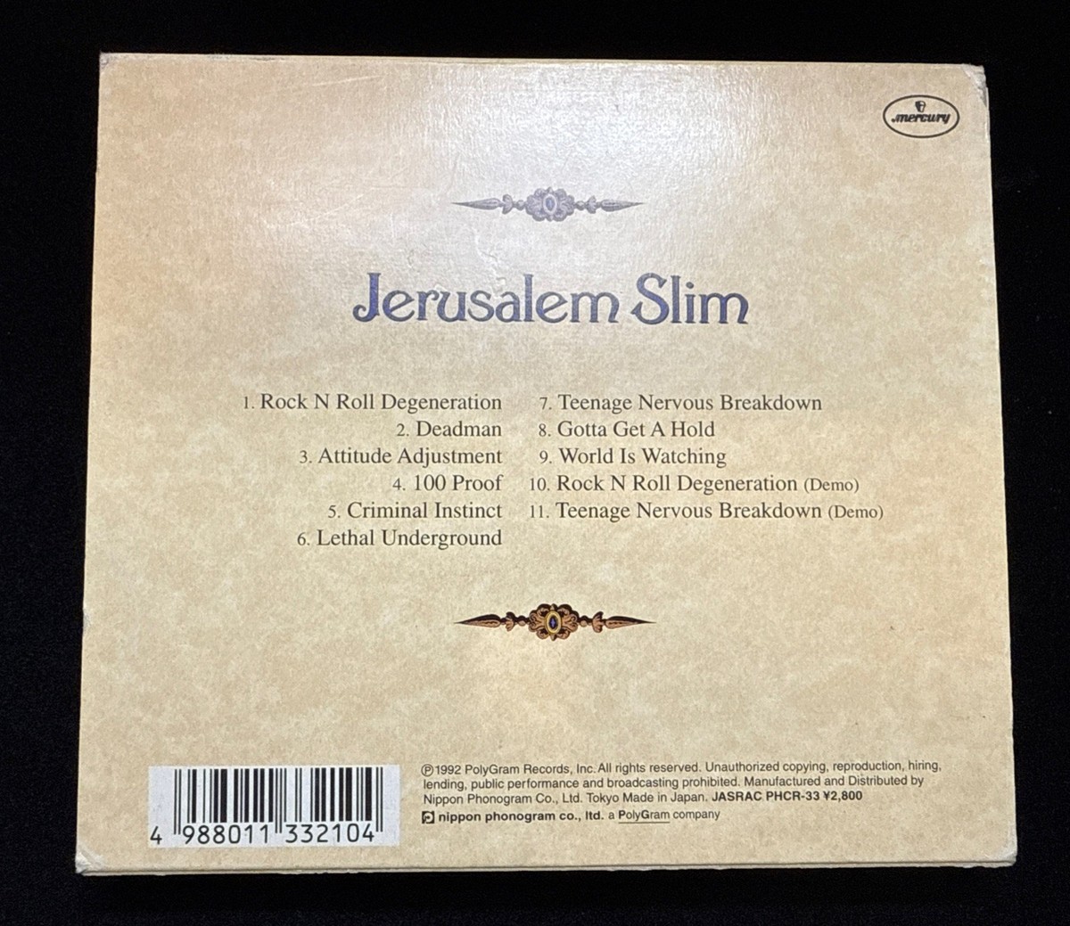Jerusalem Slim Japan CD OBI 11 Tracks Hard Rock 1992 Michael