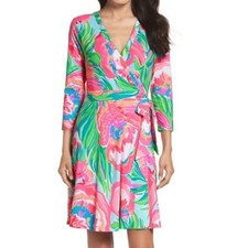 Lilly Pulitzer Emilia Wrap Dress Paradise Bound3/4 Sleeve Size XS