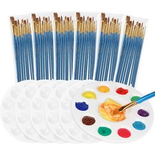 - Painting Brush Palette Set Bulk, 6 Sets, Art Painting Set 60x Brushes and 6x