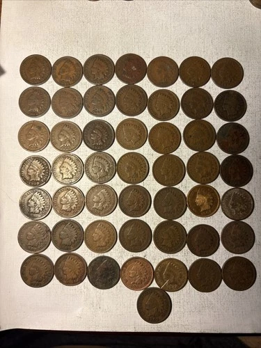 Indian Head Penny Roll of 50 ALL Indian Head Cents FULL ROLL#44