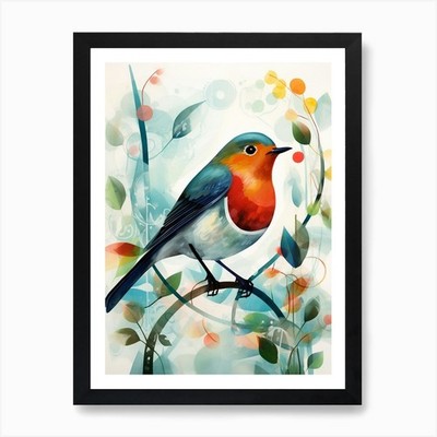 Vogel Gemälde Collage Europäisch Robi Gerahmt Wandbild Poster Leinwanddruck Bild