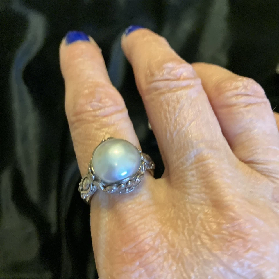 Кольцо из чистого серебра с серым жемчугом Honora, размер 6 - Изображение 3 из 4