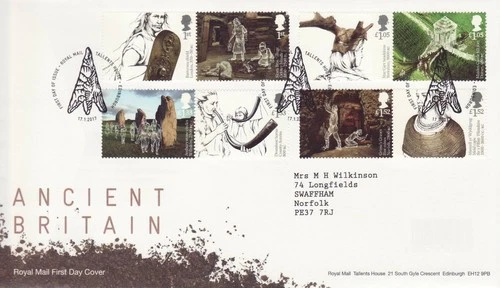GB Stamps First Day Cover Ancient Britain,  history, hill fort, flint SHS 2017
