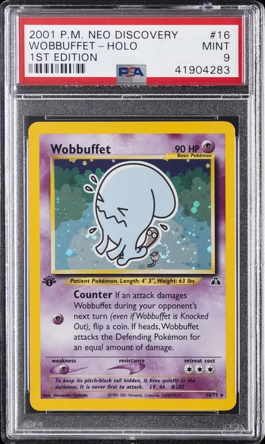 2001 POKEMON NEO DISCOVERY 1ST EDITION #16 WOBBUFFET-HOLO PSA 9