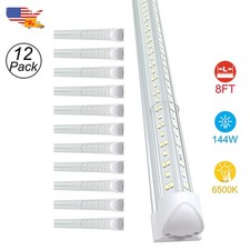 12 Pack 8 Foot Linkable T8 LED Tube Light Bulbs 144W 6500K for Workshop Ceiling