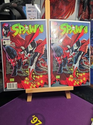 SPAWN 8 NEWSSTAND & TRADE WITH POSTER COVERS & STORY & ART TODD MCFARLANE 1993 .