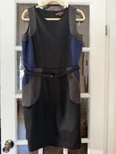 DANA BUCHMAN Women’s 12 Blue Black Gray Color Block Sheath Dress | SKU 0118