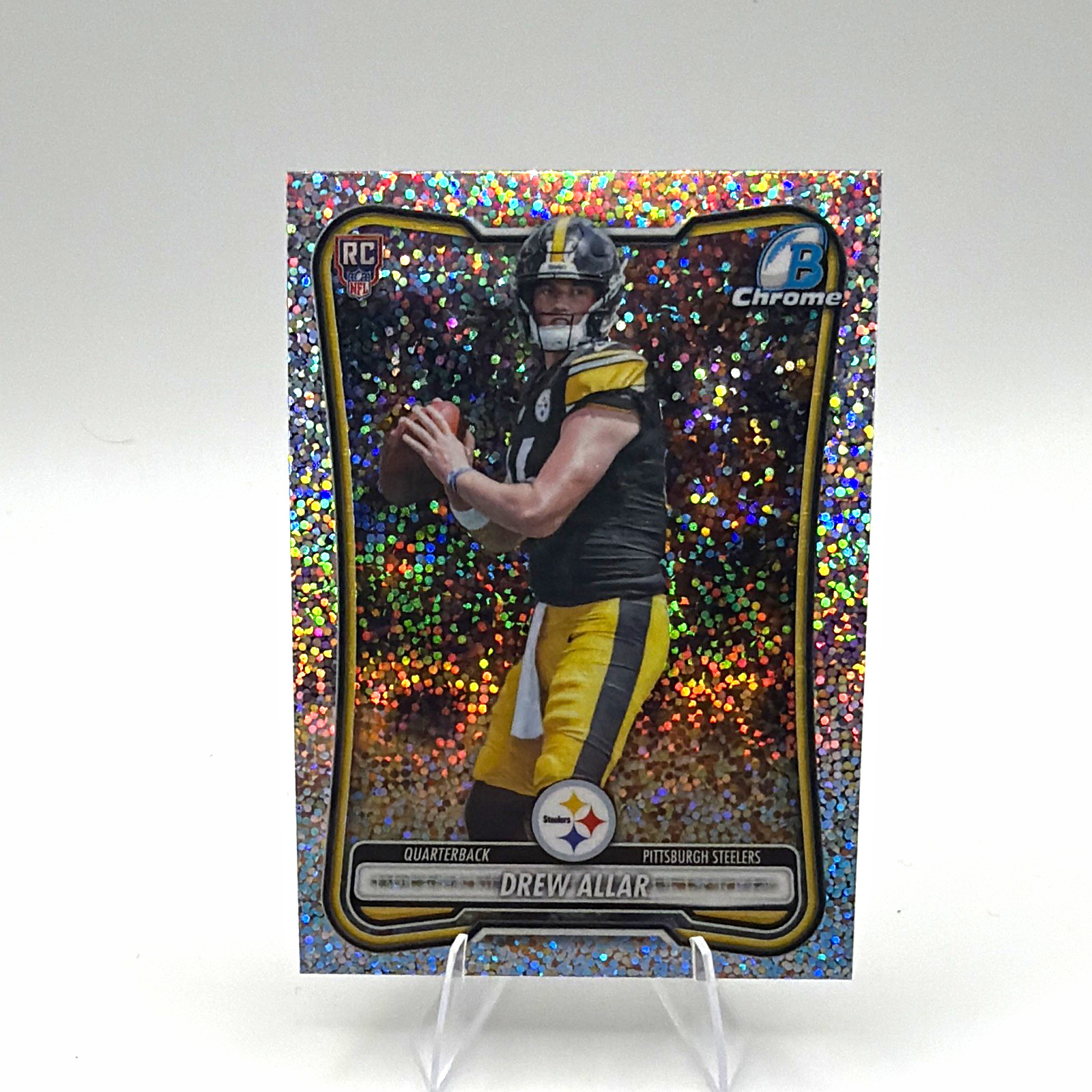 Topps 2026 Bowman Chrome Drew Allar Steelers Rookie Speckle Parallel #BCV-106