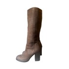 IL PASSO Tall Knee High Boots Brown Suede Chunky Block Heel Zip Size 38
