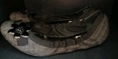   Simply Vera Vera Wang Scrunch Ballet Flat Size 8 M Gray Tweed; Black Enamel