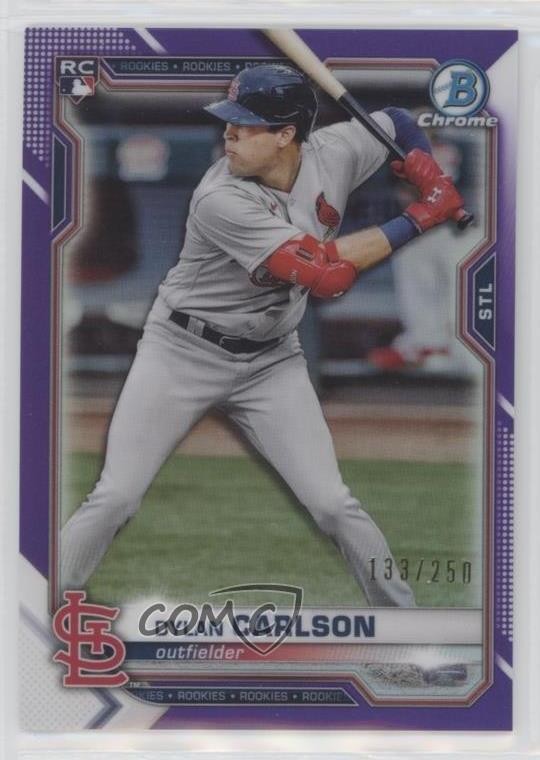 2021 Bowman Chrome Purple Refractor 133/250 Dylan Carlson #45 y8h