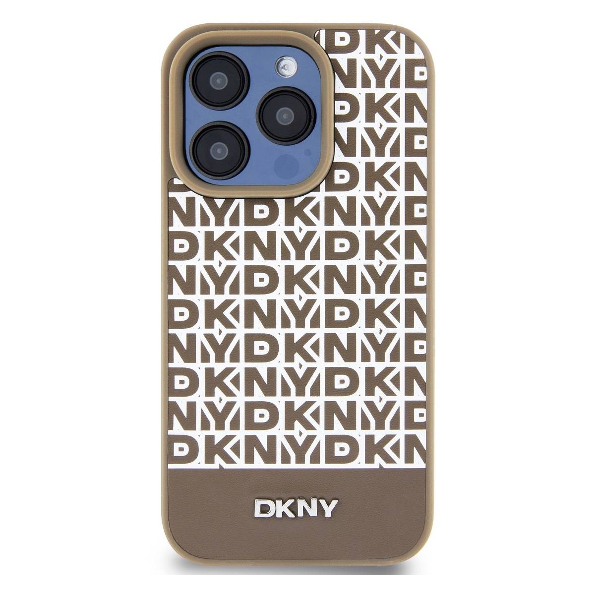 Coque iPhone 13 Pro Max DKNY antichoc marron à motif imprimé chic