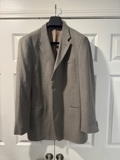 Armani Collezioni Men  s Blazer Brown Grey Herringbone Size 46L 100 Wool