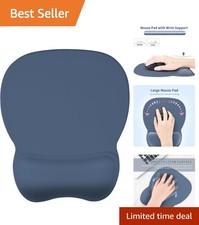 Ergonomic Blue Navy Mouse Pad with Memory Foam Wrist Support   Non-Slip Design