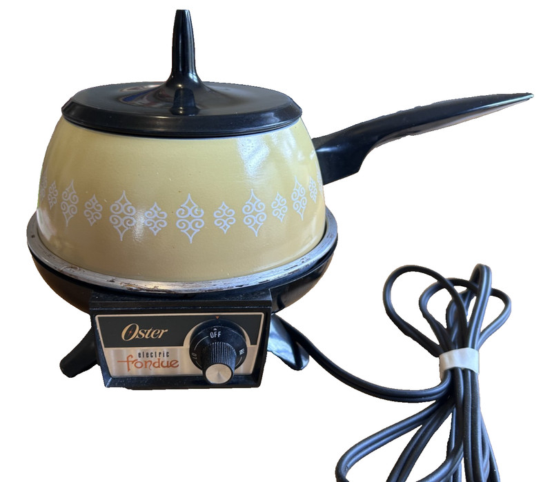 Vintage OSTER Electric FONDUE SET 691 Harvest Gold TESTED WORKING - ORIGINAL BOX