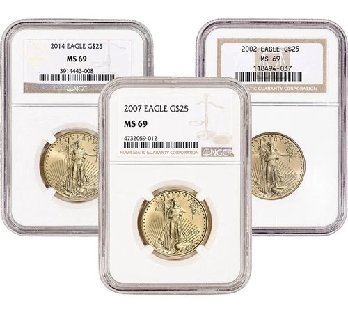 NEW! 1/2 Oz Gold $25 American Eagle NGC MS69 Certified Coin *Random Date*