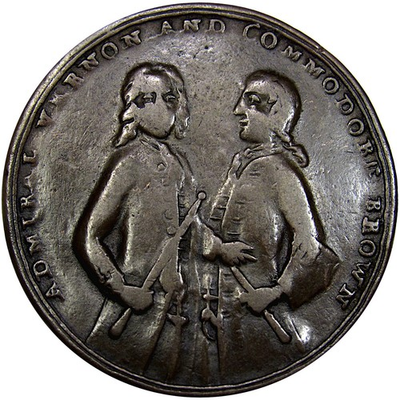 #ad #ad USA G. BRIT MEDAL 1739 ADMIRAL VERNON PORTO BELLO PBvb 2 D R6 CHOICE VF RARE $329.00