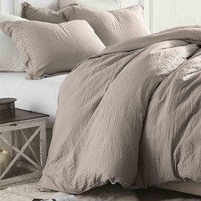 King Size Tan Duvet Cover 3 Pieces, Soft  Lightweight Light Taupe Quilt Cover