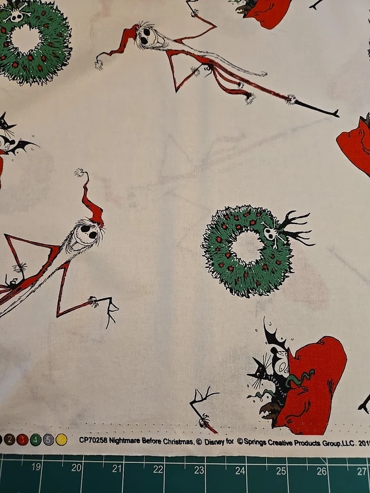 DISNEY NIGHTMARE BEFORE CHRISTMAS JACK SALLY FABRIC Cotton 2+ Yards X 44" Skull - Image 4 of 4