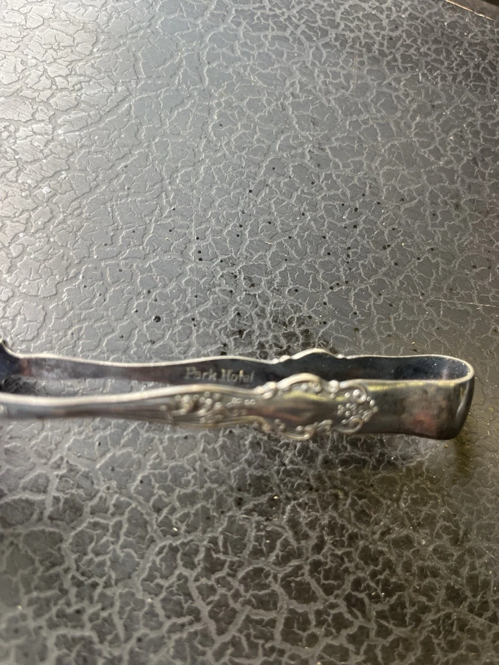 Antique Rogers & Hamilton Sugar Tongs Park Hotel Silverplate Ornate 1890s - Image 3 of 4