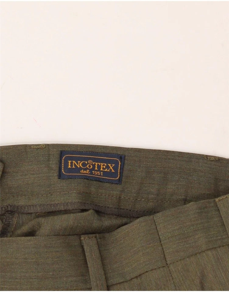 INCOTEX Womens High Waist Tapered Suit Trousers IT 42 Medium W26 L28 Khaki AS12 - Image 4 of 4