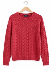 Polo Ralph Lauren Pink Cable-Knit Crewneck Sweater 100 Cotton Size XL
