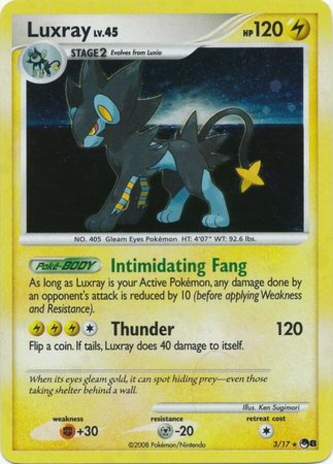 Heavily Played Luxray - 3/17 - Rare - Cosmos Holo Pokemon POP Series 8