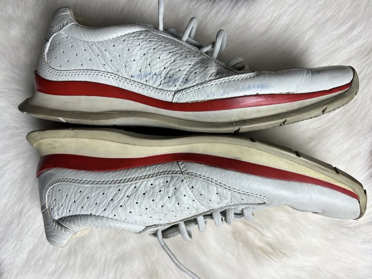 Vintage Prada Sport Sneakers 2000s White Leather Red Stripe