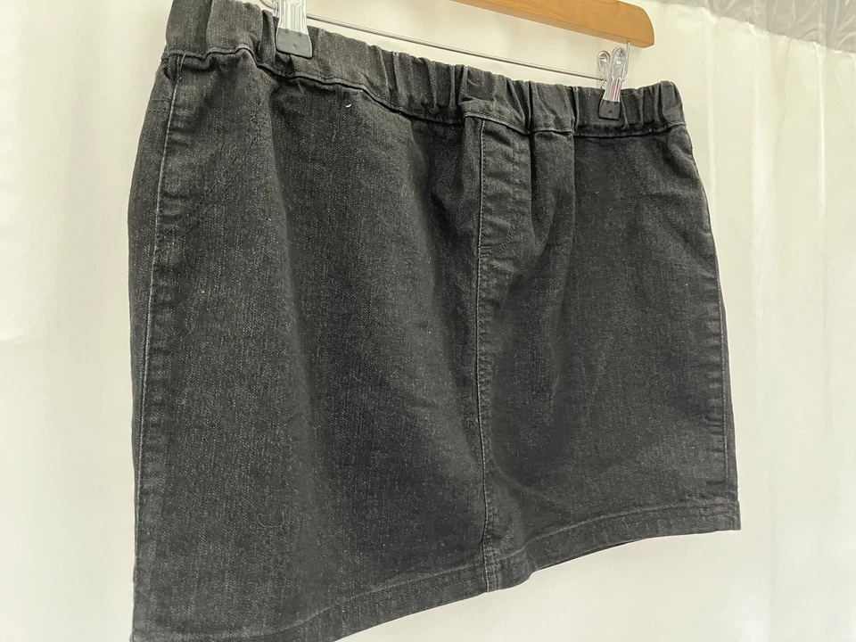 F&F Black Denim Mini Skirt Size 12 Cotton Blend - Image 2 of 4