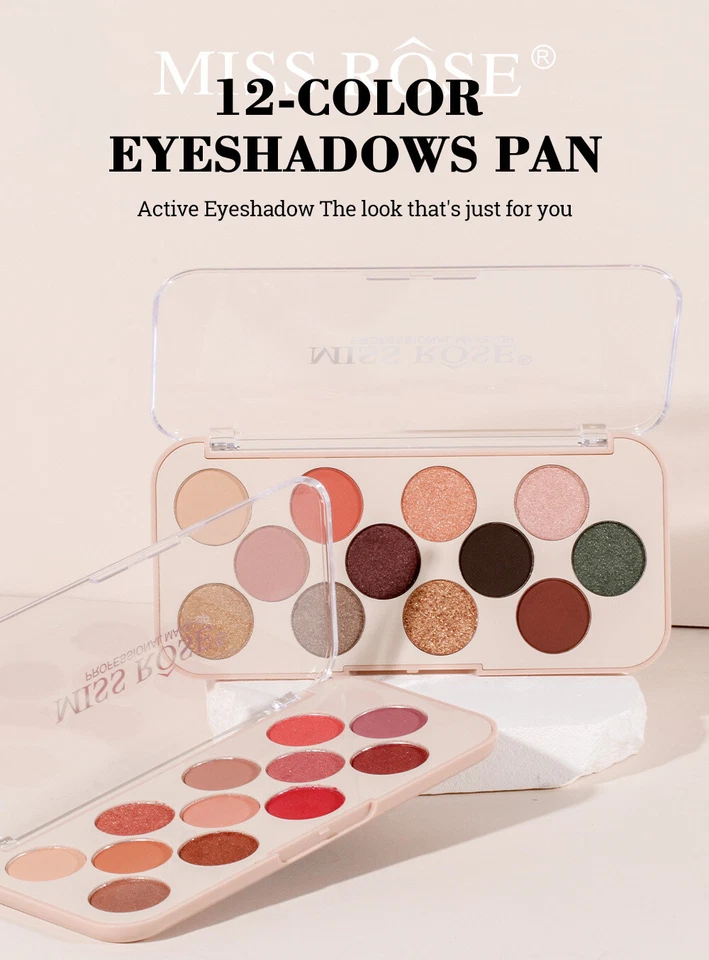 New 12 Color Matte Eyeshadow Pallet Long Lasting Pearly Eyeshadow Blush Palette - Image 2 of 4