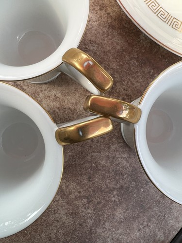Renaissance Hostess/Hospitality 8 Luncheon Plates & 8 Tea Cups Greek Key Gold - Picture 9 of 9