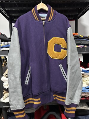 Vintage H.L. Whiting CO Lettermen Varsity Jacket Leather Wool 50s 