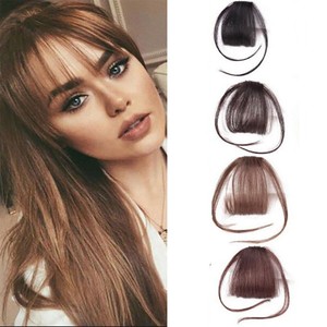 Thin Neat Air Bang Remy Human Hair Extensions Clip In On Fringe