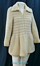 Polarknit Womens UNIQUE fuzzy Arctic Sheep Wool Winter Coat jacket zip S M VTG