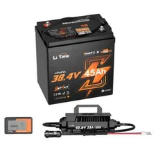 LiTime 36V 45Ah GC2 Golf Cart LiFePO4 Lithium Battery+43.8V 25A Charger+Monitor