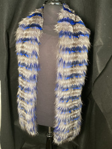 Very Cool Buttery Soft  Blue Striped Silver Fox Long Scarf From Film Collection