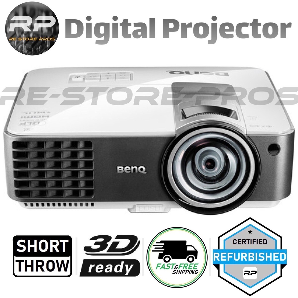 BenQ MW824ST Short Throw Projector HDMI WXGA DLP 3D 3200