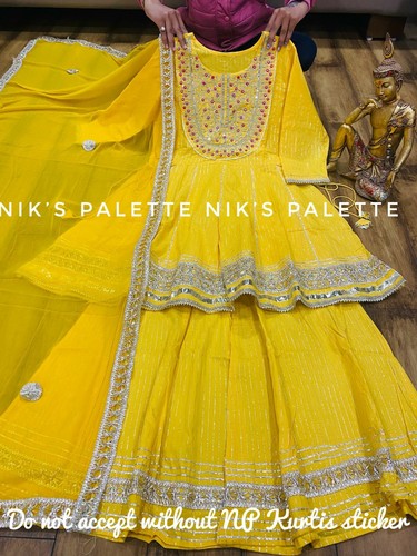 Pakistani women yellow cotton anarkali 
