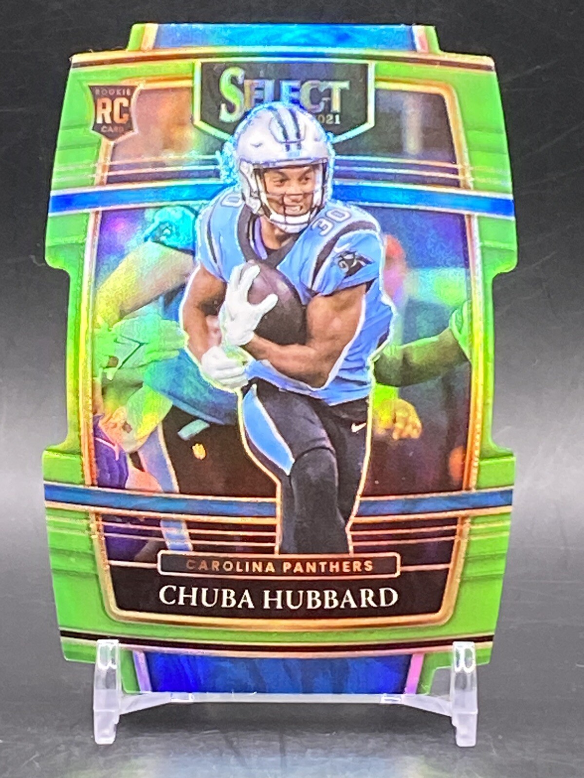 2021 Select #76 Chuba Hubbard Rookie Neon Green Die-Cut SO /349 Concourse