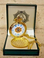 Masonic Square and Compasses Symbols Mason Pocket Watch Freemasons Blue Enamel
